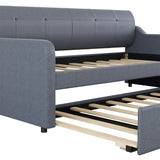 Twin Size Upholstery DayBed with Trundle and USB Charging Design Trundle can be flat or erected Gray - V.I.P Digital Presence