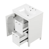 24" Bathroom Vanity with Sink, Bathroom Vanity Cabinet with Two Drawers and Door, Adjustable Shelf, Solid Wood and MDF, White - V.I.P Digital Presence