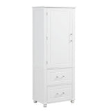 Tall bathroom storage cabinet with two drawers and adjustable shelves for independent storage - V.I.P Digital Presence