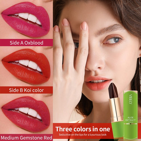 VIBELY Three-color lipstick for richness, moisturizing, non-smearing and non-sticky color-changing lipstick - V.I.P Digital Presence