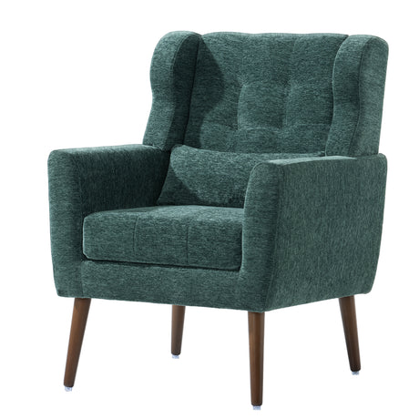 Modern Accent Chair Upholstered Foam Filled Living Room Chairs Comfy Reading Chair Mid Century Modern Chair  (Blackish Green) - V.I.P Digital Presence