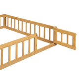 Wooden Full Size Children's Bed with Detachable Headboard and Integrated Clothes Drying Rack, Natural - V.I.P Digital Presence