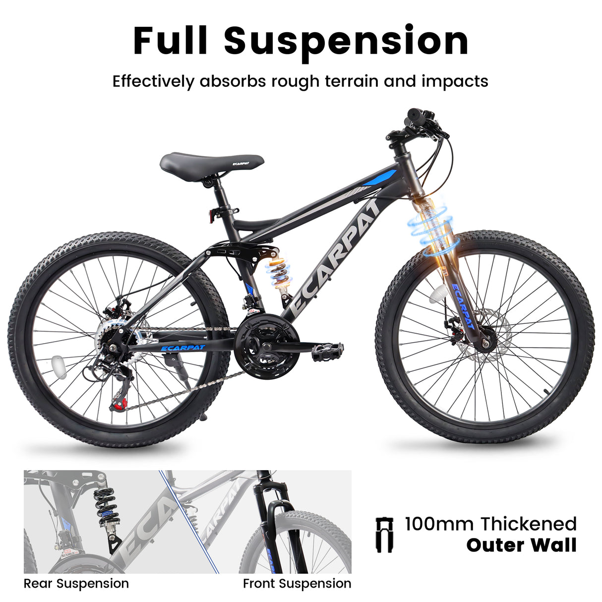 A2660 Ecarpat Mountain Bike 26 inch Wheel Carbon Steel Frame Disc Brake Thumb Shift Front Fork Rear Shock Absorber Bicycle - V.I.P Digital Presence