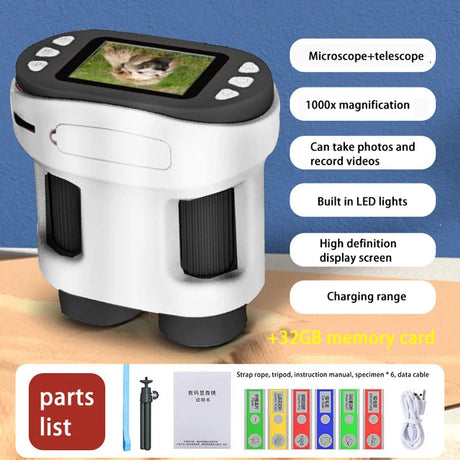 Handheld portable with screen can take photos microscope children's toys can see bacteria 1000 times - V.I.P Digital Presence