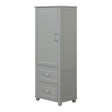 Tall Bathroom Storage Cabinet, Freestanding Storage Cabinet with Two Drawers and Adjustable Shelf, MDF Board , Grey - V.I.P Digital Presence