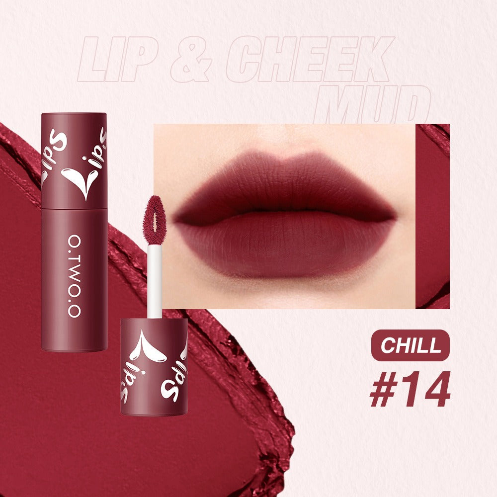 O. TWO. O Lip Clay Matte Face Lip And Cheek Dual-Use Powder Blusher Lipstick Air Lip Glaze Does Not Stick To Cup Lip Color 9144 - V.I.P Digital Presence