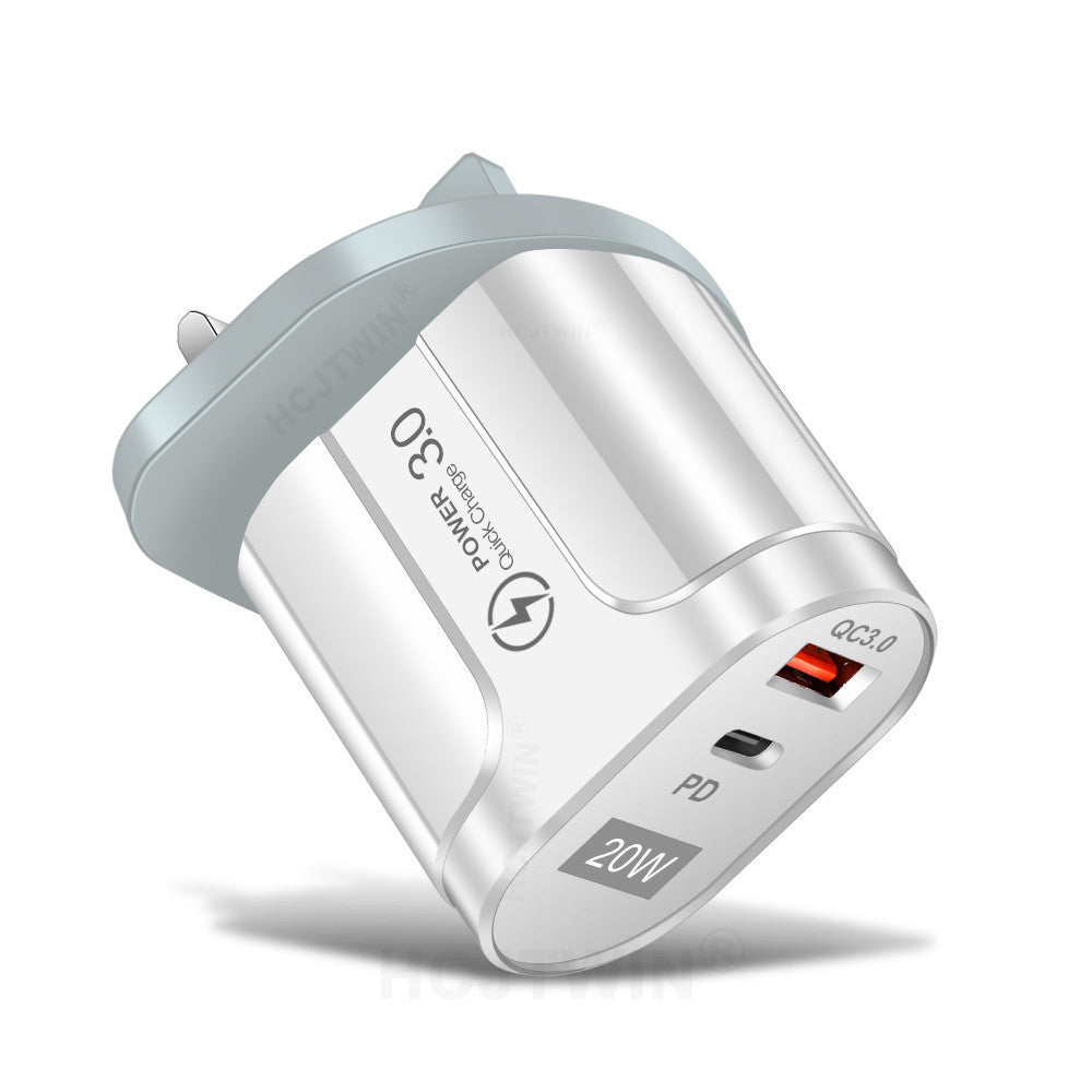 PD20W Mobile Fast Charging Charger 5V4A US, European, and British Standard Speed Matching Device PD+QC3.0 Travel Charging Head - V.I.P Digital Presence