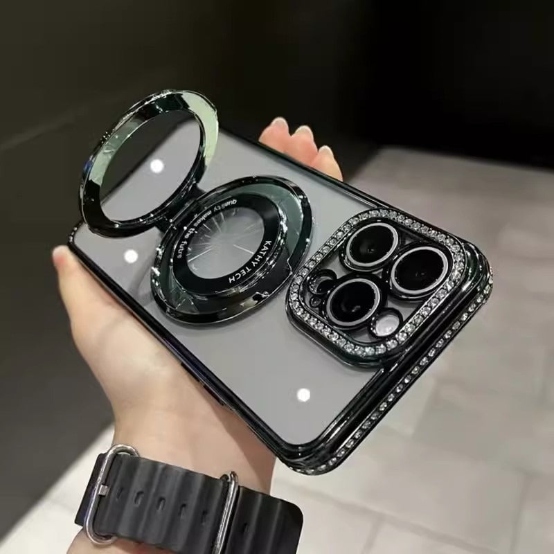 Water diamond gradient glitter suitable for iPhone 15 phone case magnetic bracket Apple 14 ProMax - V.I.P Digital Presence