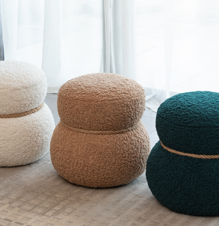 WKJ1Y Light camel snowman stool with plush Grig cushions, playful and cute, suitable for any space - V.I.P Digital Presence