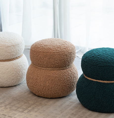 WKJ1Y Light camel snowman stool with plush Grig cushions, playful and cute, suitable for any space - V.I.P Digital Presence