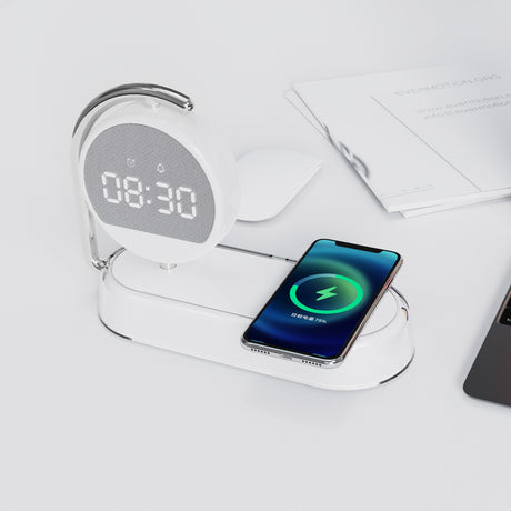 Multi functional clock, wireless charging, clock alarm, mobile phone, wireless charging, small night light, three in one - V.I.P Digital Presence