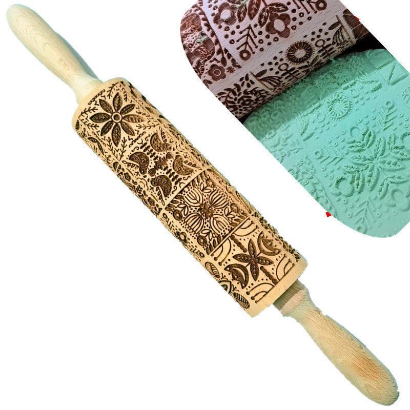 Wooden Rolling Pin Beechwood Laser Engraved Printed Rolling Pin Embossing Rolling Pin Christmas Flip Sugar Cookie Rolling Pin - V.I.P Digital Presence