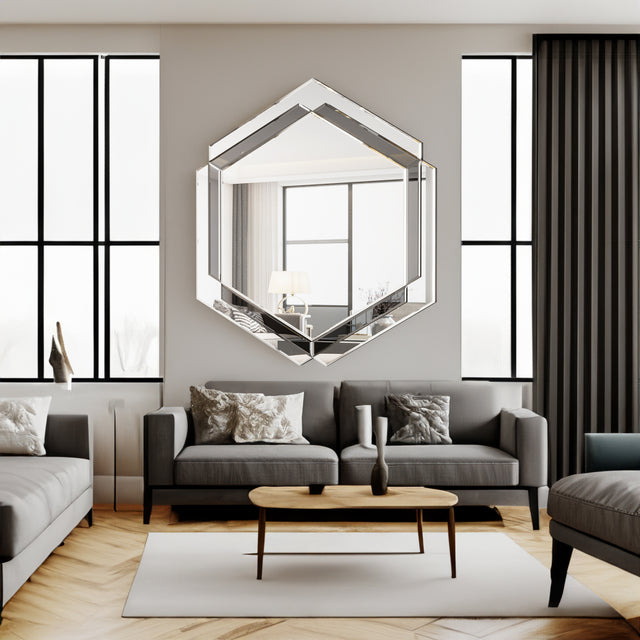 28 x 31.5 inches Wall-Mounted Silver Decorative Round Wall Mirror for Home, Living Room, Bedroom, Entryway - V.I.P Digital Presence