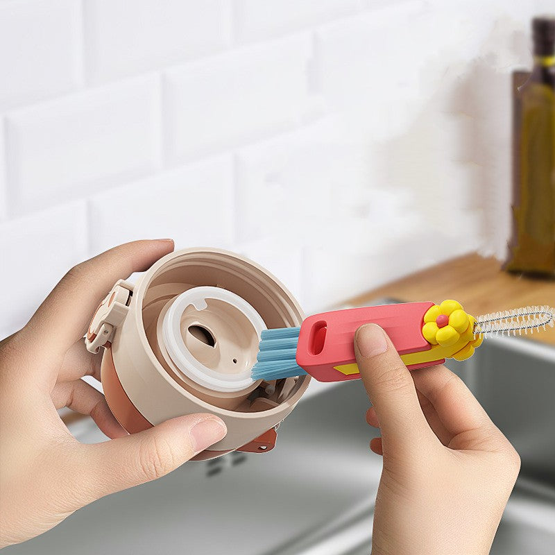 Petal three in one cup lid brush multifunctional gap cleaning brush milk bottle mouth groove cup brush - V.I.P Digital Presence