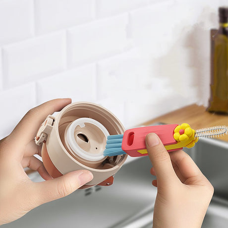 Petal three in one cup lid brush multifunctional gap cleaning brush milk bottle mouth groove cup brush - V.I.P Digital Presence