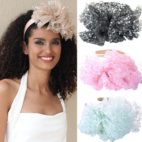 Fashionable fish scale cloud fabric large bow hairband - V.I.P Digital Presence