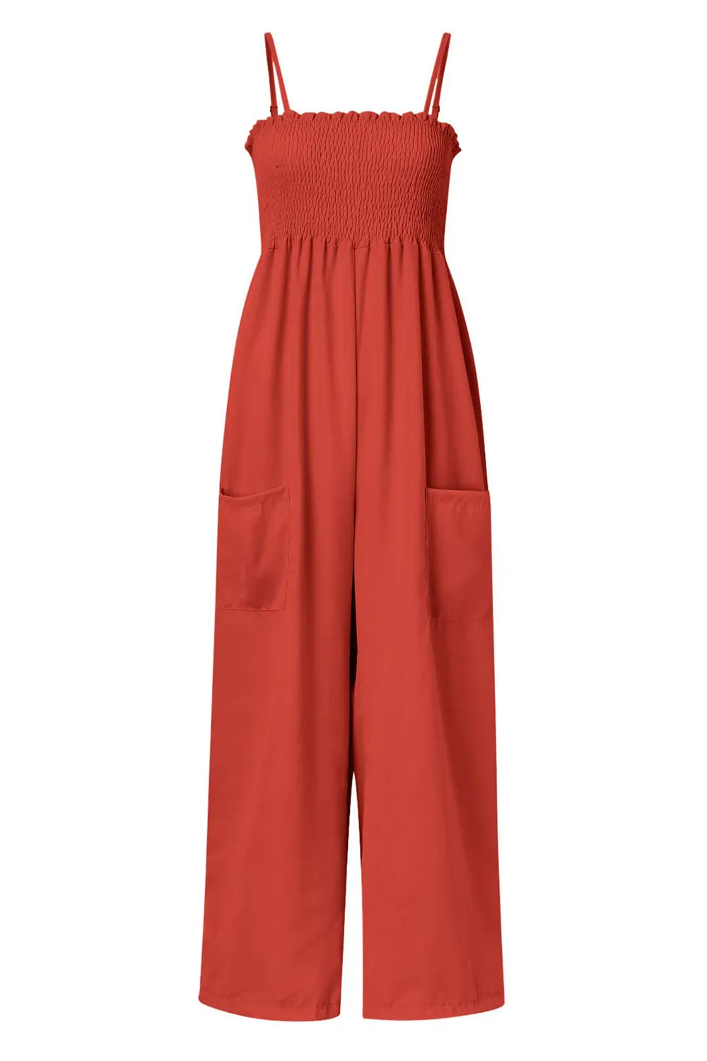 Smocked Spaghetti Strap Wide Leg Jumpsuit - V.I.P Digital Presence