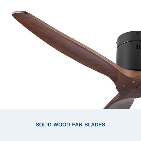 52" YUHAO Farmhouse Rustic Ceiling Fan without Light - Matte Black with Solid Wood Blade - V.I.P Digital Presence