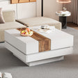 ON-TRANS 31.4 inches x 31.4 inches with sliding tabletop, high gloss center table, hidden storage room white - V.I.P Digital Presence