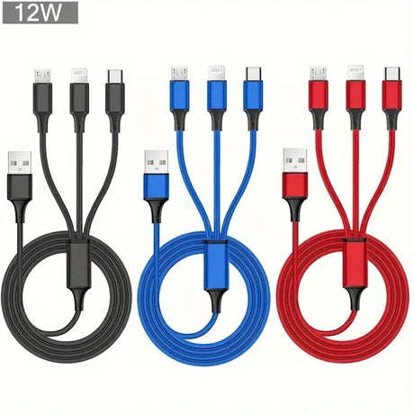 1.2M Charging Cable 3 In 1 USB Type C Charger Cord MultiPort Micro Cable For iPhone 15 14 Pro Max Samsung Galaxy Xiaomi 12 - V.I.P Digital Presence