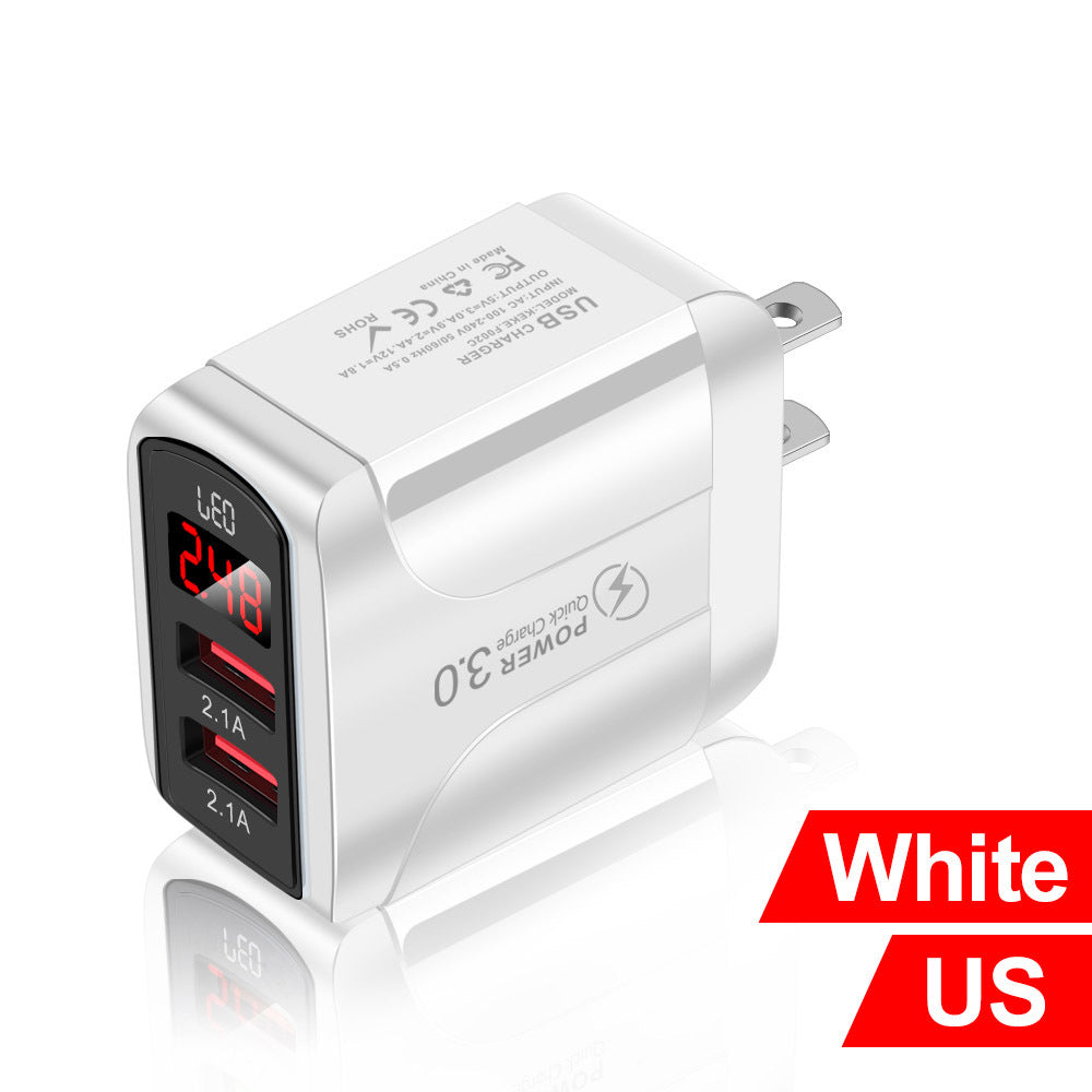 2USB smartphone charger with display, 2-port smart travel charging head that meets American, European, and British standards - V.I.P Digital Presence