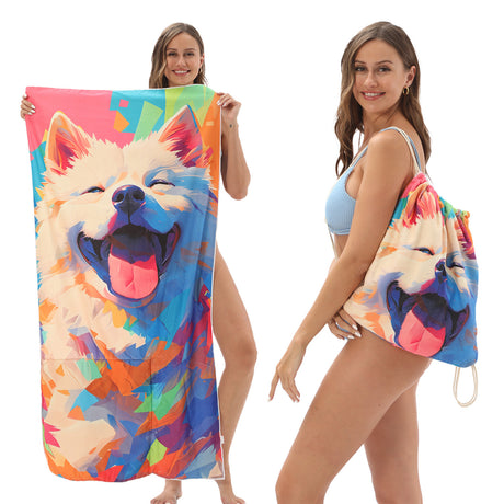 Two-in-One Foldable Beach Towel Printed Bath Towel All-In-One Beach Towel with Storage Bag - V.I.P Digital Presence