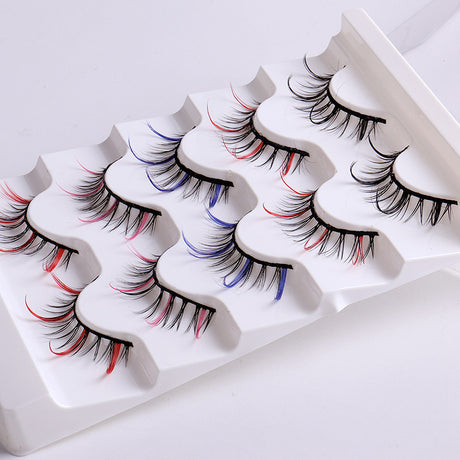 Color false eyelashes 5D multi-layer thick cross mink eyelashes 5 pairs of eyelashes - V.I.P Digital Presence
