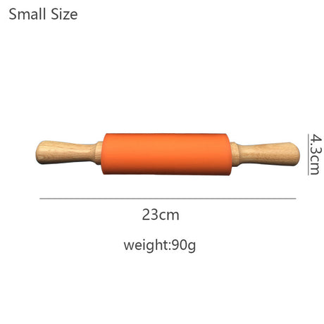 Wooden Handle Silicone Rolling Pin Rolling Pin Roller Flour Pin Small Medium And Large Household Baking Tools And Kitchenware - V.I.P Digital Presence