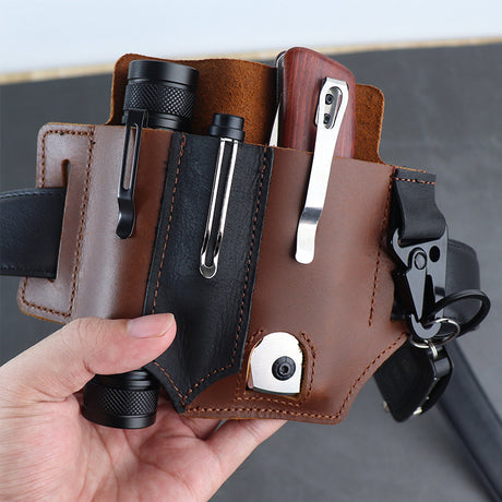 GEBWOLF New Outdoor EDC Tactical Pocket Leather Multi-Function Knife Case Portable EDC Tool Leather Case Bag - V.I.P Digital Presence