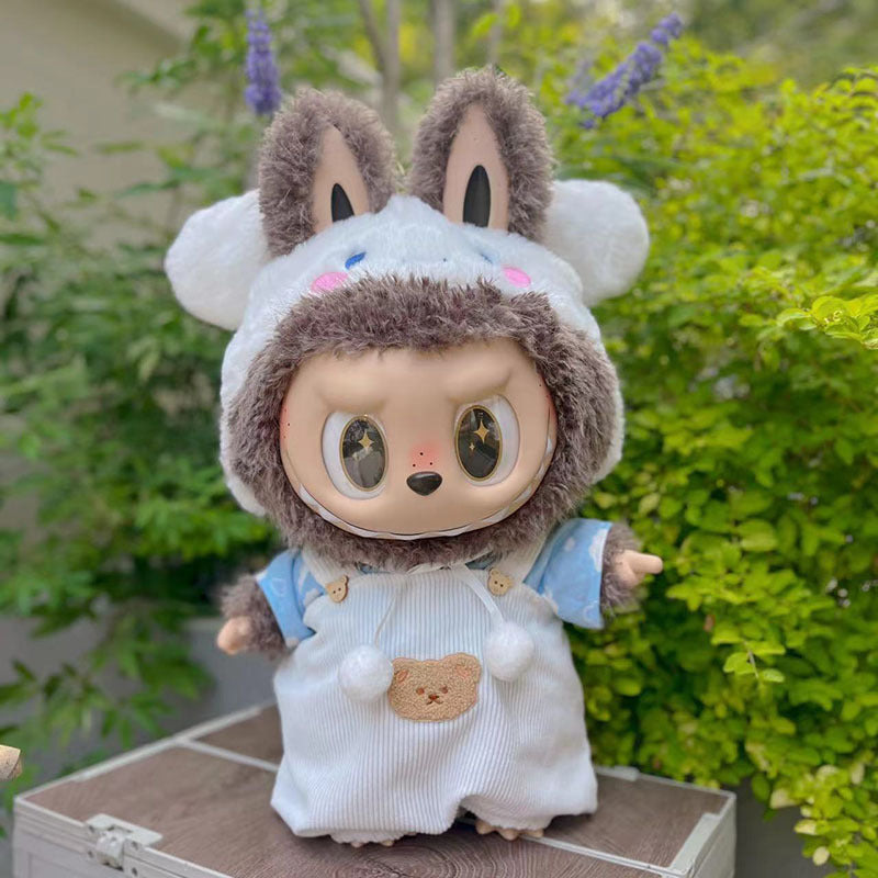 Ropa con diseño LABUBU de 58 cm, ropa de muñeca ZIMOMO, juguete de peluche LABUBU de goma, ropa linda