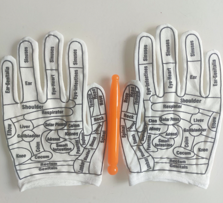 Acupoint diagram massage gloves cotton English acupoint diagram gloves for men and women TCM human body meridian gloves - V.I.P Digital Presence