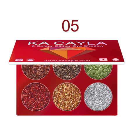 KA CAYLA 6 Colors Diamond Sequin Eyeshadow Palette Shiny Glitter Powder Highlight Eyeshadow Stage Makeup - V.I.P Digital Presence