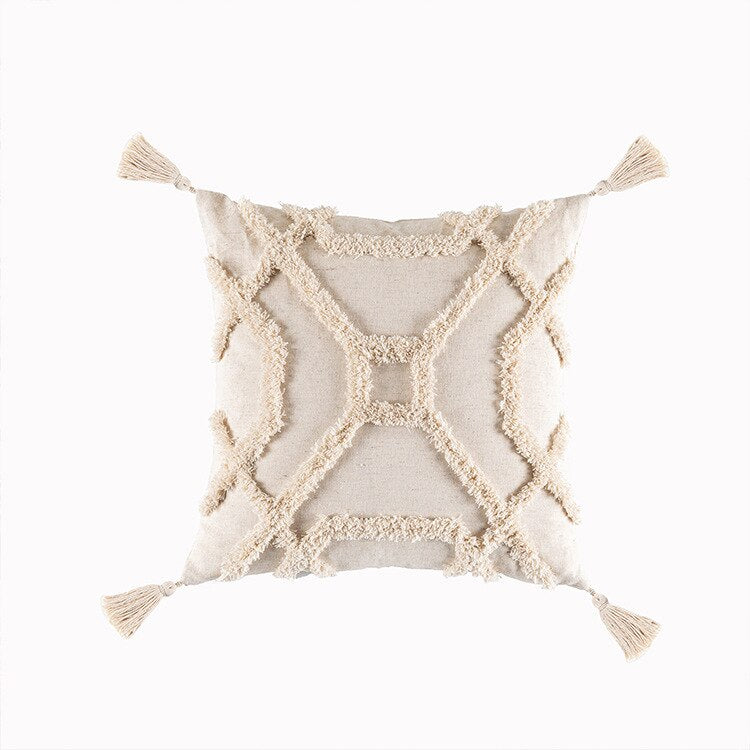 Tassels Cushion Cover 45x45cm Beige White Pillow Covers Decorative Pillow Case Square Home Boho Decor Macrame Pillowcase - V.I.P Digital Presence