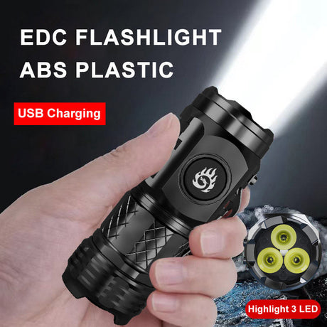 Factory Price Plastic Flashlight Rechargeable 3 LED 3000 Lumens 5 Modes Outdoor EDC Flashlight Power Outage Emergency Lighting - V.I.P Digital Presence