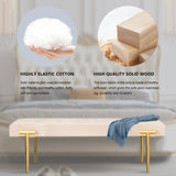 48'' Modern Ottoman Bench Velvet Bench Upholstered Footrest With Gold Metal Legs And Padded Seat For Bedroom Living Room - V.I.P Digital Presence