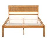 Platform Bed Frame with Headboard, Wood Slat Support No Box Spring Needed Full  Oak