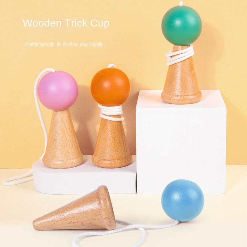 Hand eye coordination traditional toy wooden skill cup sensory integration training throwing and catching ball - V.I.P Digital Presence