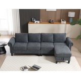 Convertible Sectional Sofa with Storage,L-shaped sofa Modern Linen Fabric Sectional Couches for Living Room,Gray - V.I.P Digital Presence