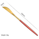 Stainless Steel Cutlery Set with Portuguese Gold Spray Painted Steak Knife, Fork, Spoon, and Tea Spoon 4-Piece Gift Pack - V.I.P Digital Presence