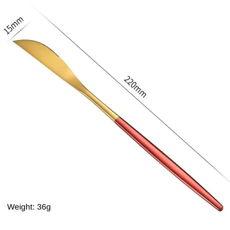 Stainless Steel Cutlery Set with Portuguese Gold Spray Painted Steak Knife, Fork, Spoon, and Tea Spoon 4-Piece Gift Pack - V.I.P Digital Presence