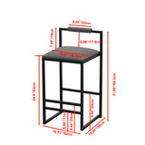 Set of 2 Counter Height Barstools Kitchen Island Stools (Gray with Back)