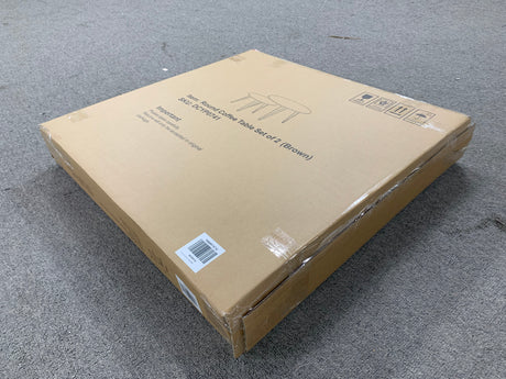 27.56'' Round Nesting Coffee Table Set of 2, Circular Nesting End Table Set  Sturdy Metal Base for Living Room, bedroom, Brown - V.I.P Digital Presence