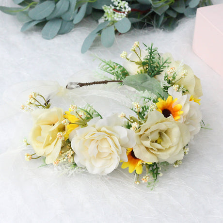 Big Rose Crown Simulation Flower Hair Hoop Sunflower Vine Flower Ring Street Dance Headwear - V.I.P Digital Presence