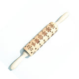 Wooden Rolling Pin Beech Wood Laser Engraved Printing Rolling Pin Christmas Flip Sugar Cookie Pressing Stick - V.I.P Digital Presence