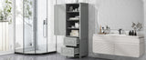 Tall Bathroom Storage Cabinet, Freestanding Storage Cabinet with Two Drawers and Adjustable Shelf, MDF Board , Grey - V.I.P Digital Presence