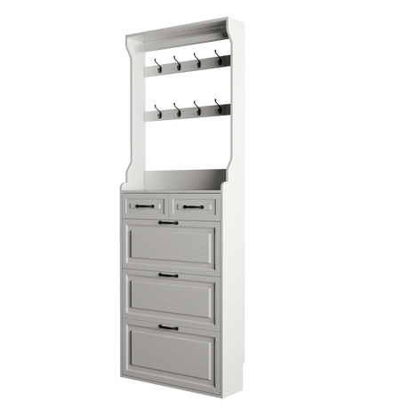 NEW White color shoe cabinet with 3 doors 2 drawers with hanger,PVC door with shape ,large space for storage - V.I.P Digital Presence