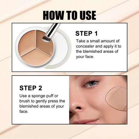 Three-Color Concealer, Hide Facial Blemishes Tear Gashes Dark Circles Under Eyes Spots To Create A Clear Natural Look - V.I.P Digital Presence
