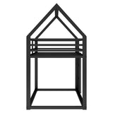Twin over Twin House Bunk Bed with Built-in Ladder,Black - V.I.P Digital Presence