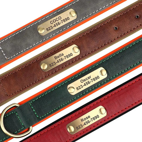 Personalized Dog Collar Leash Set Custom PU Leather Dogs Tag Collars Free Engraved Nameplate For Small Medium Large Dogs Pitbull - V.I.P Digital Presence