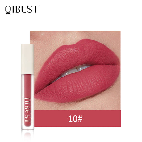 QIBEST Silky Lip Glaze Non-Stick Cup Does Not Fade Lip Gloss Makeup Color Liquid Lipstick Matte Moisturizing Lip Gloss - V.I.P Digital Presence